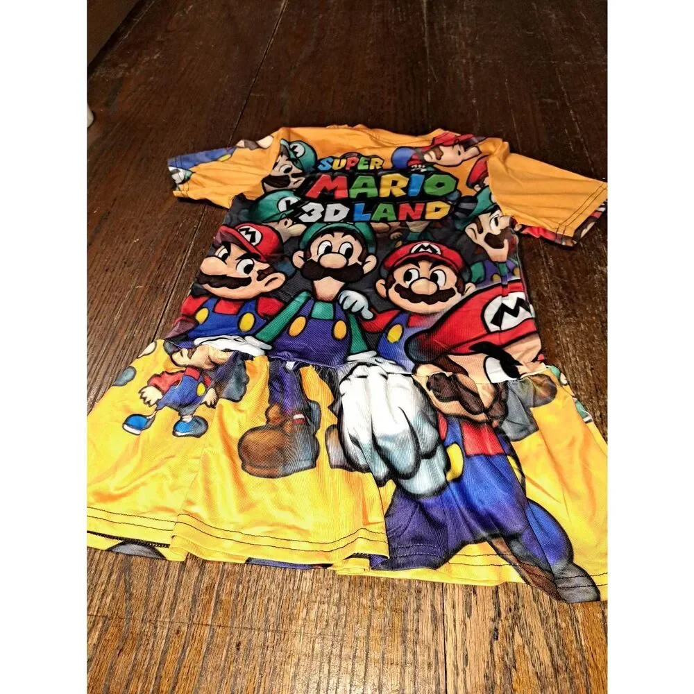 New 5T-6 Sz 120 Super Mario 3D Land Short Sleeve Casual Dress Cosplay